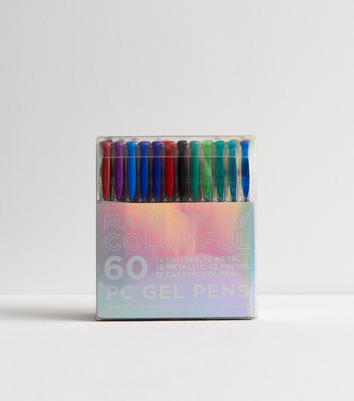 60 Pack Multicoloured Gel Pens New Look