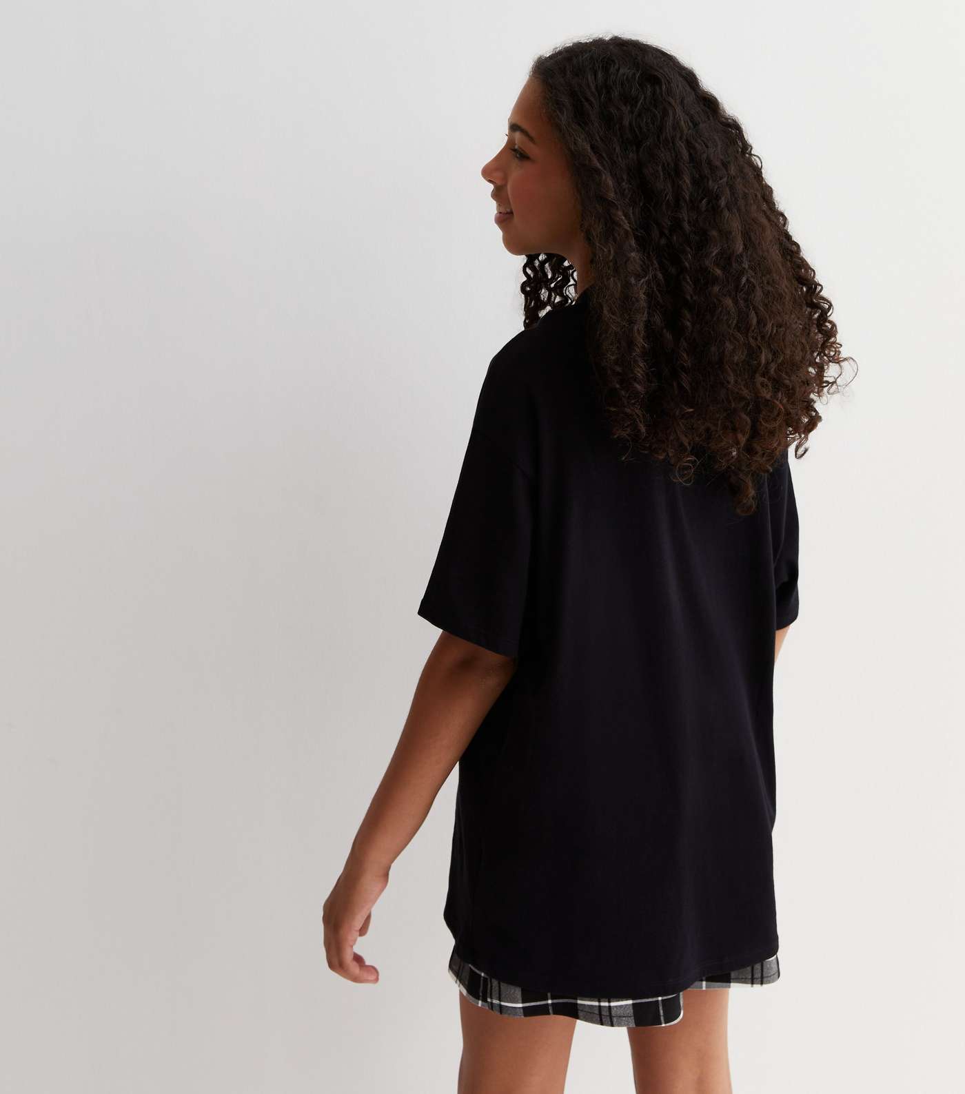 Girls Black Cotton Harvard Logo Oversized T-Shirt Image 4