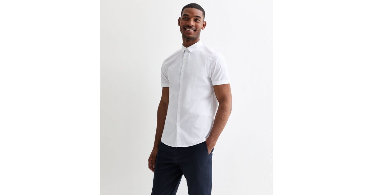 White Short Sleeve Poplin Shirt 17254 main image 1