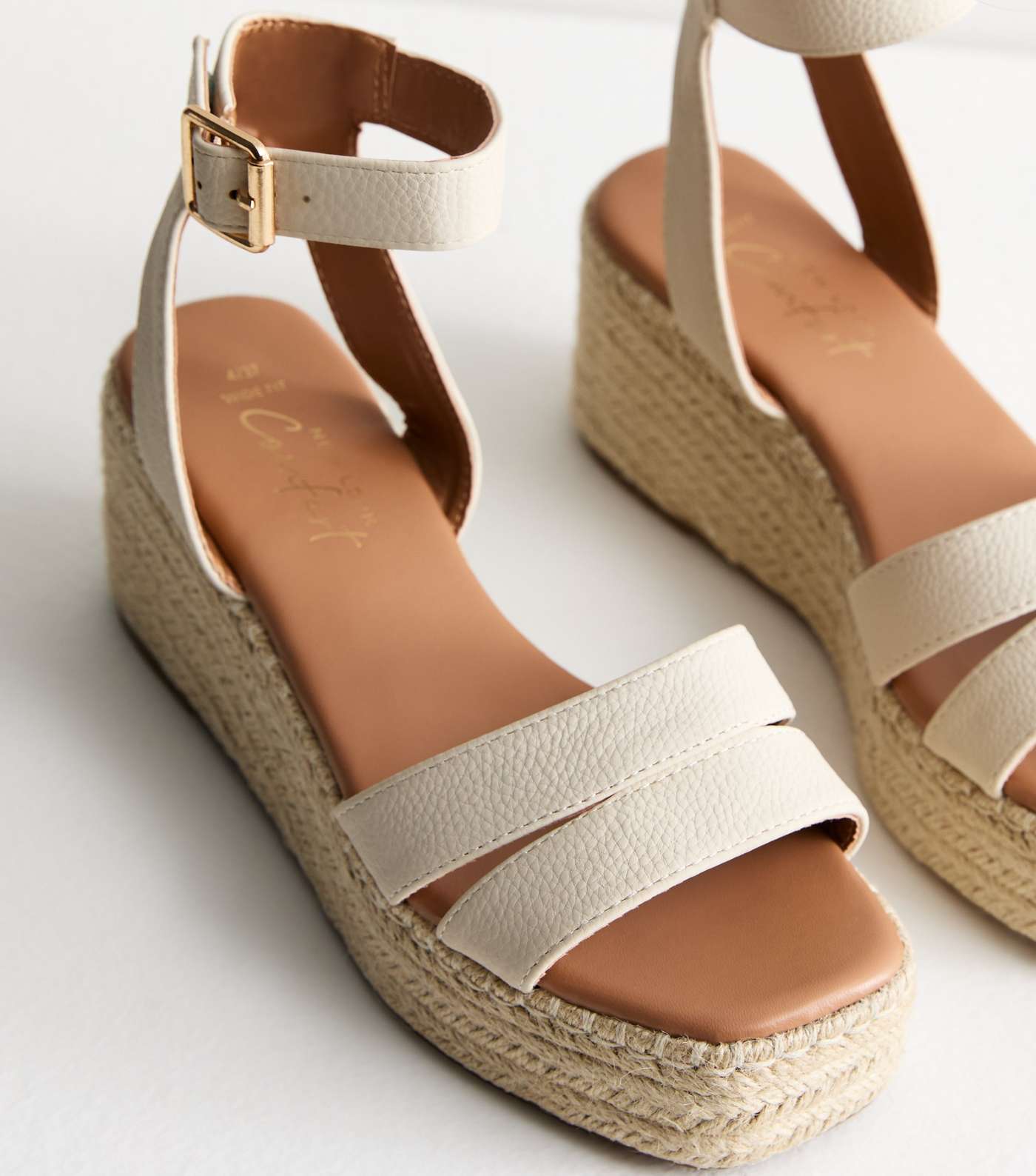 Wide Fit Off White Espadrille Flatform Sandals Image 3