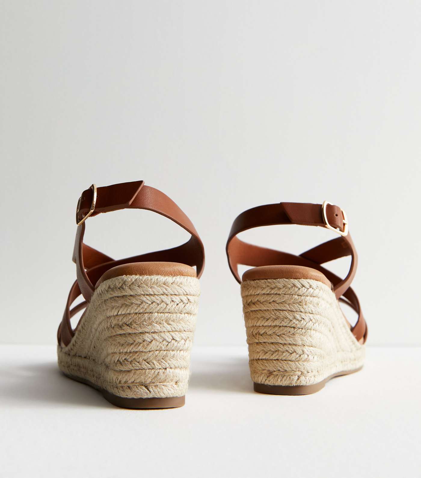 Tan Leather-Look Espadrille Wedge Heel Sandals Image 4