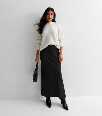 Petite Black Jacquard Satin Bias Cut Maxi Skirt
