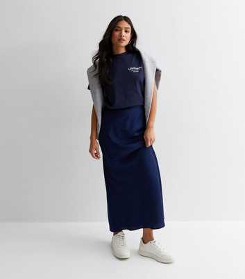 Petite Indigo Jacquard Satin Bias Cut Maxi Skirt