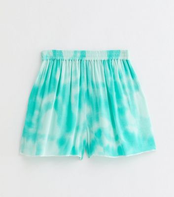 Girls Blue Tie Dye Crinkle Beach Shorts New Look