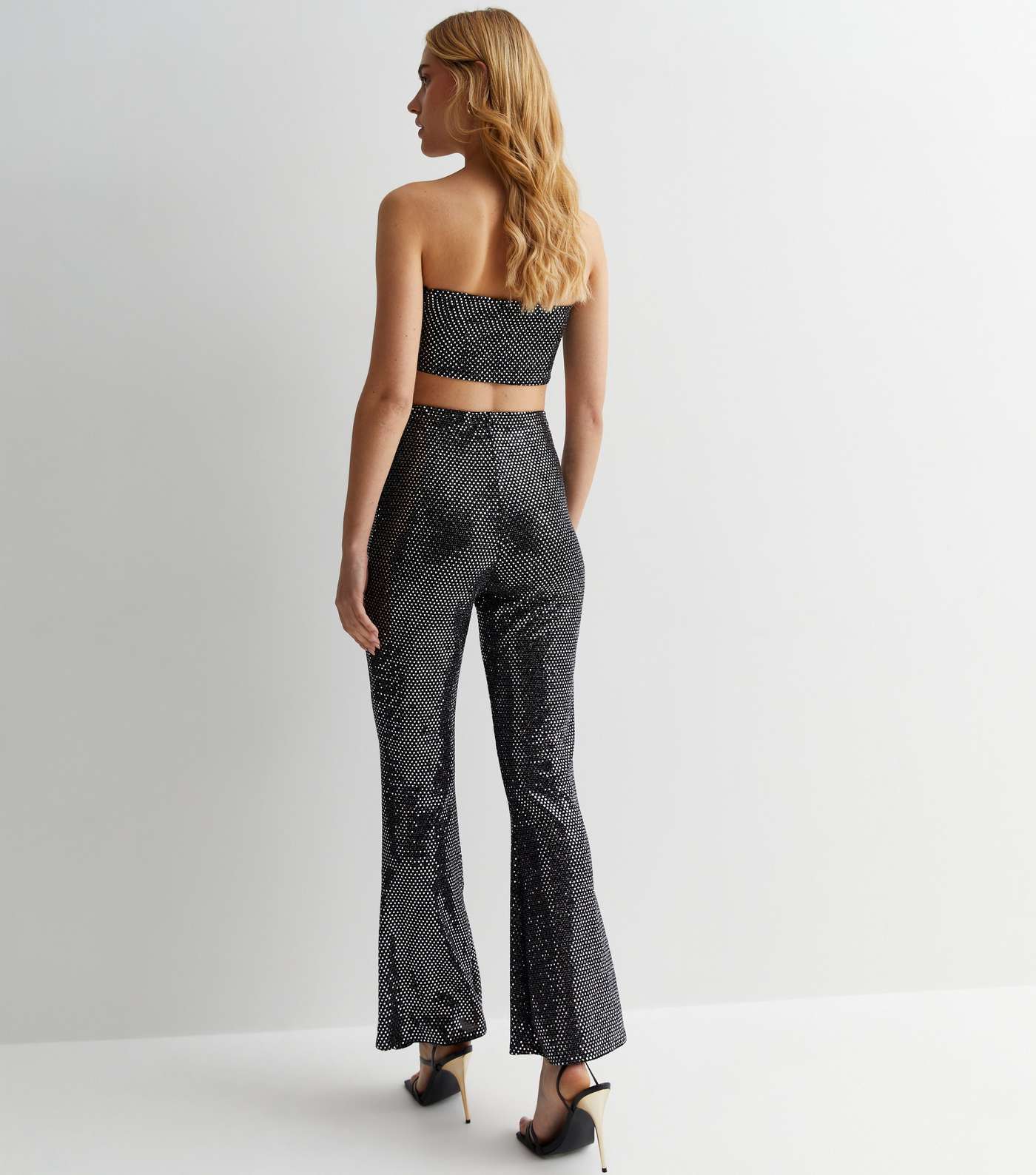 Pink Vanilla Black Sequin Flared Trousers Image 4