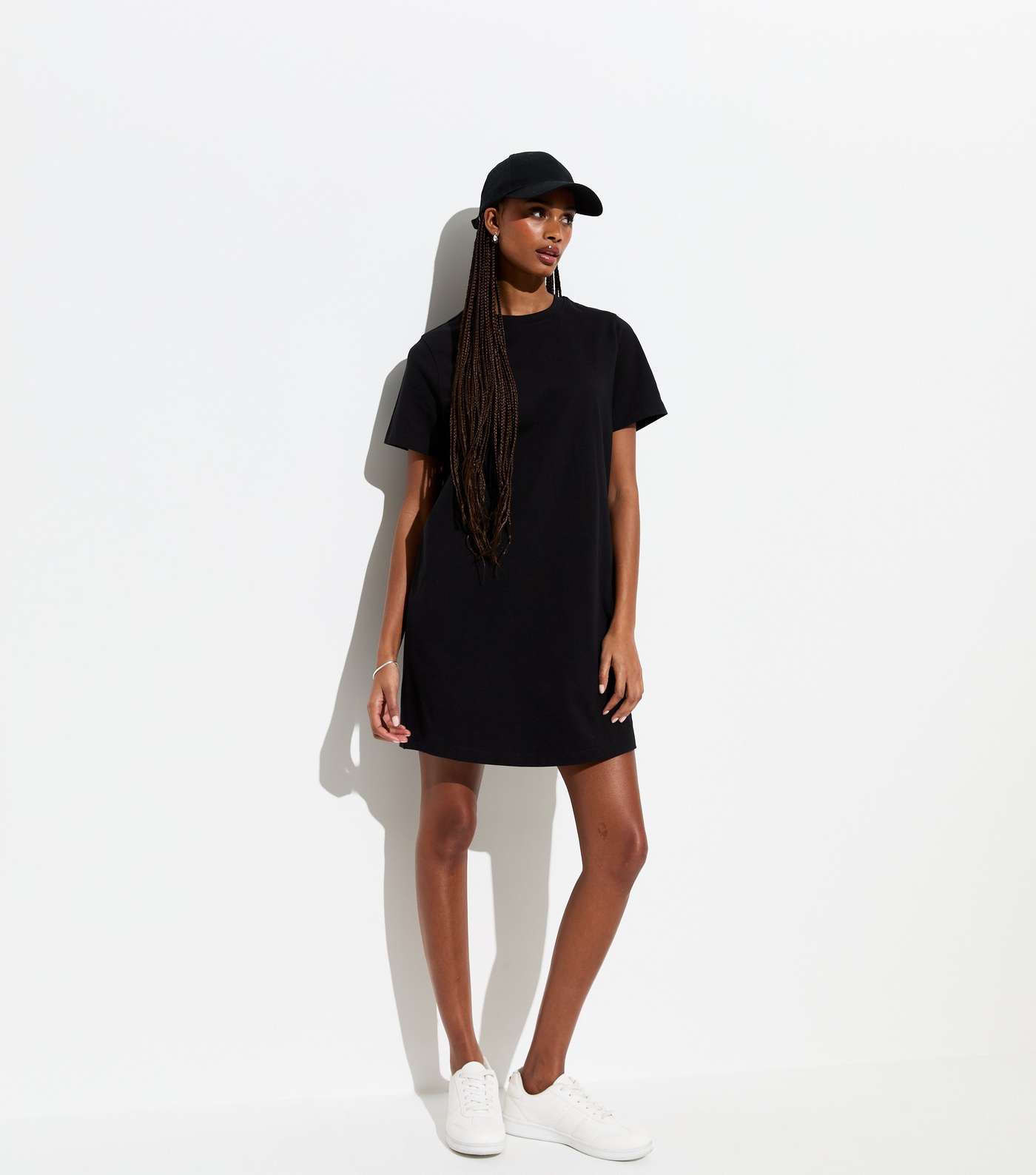 Black Cotton Mini T-Shirt Dress Image 2