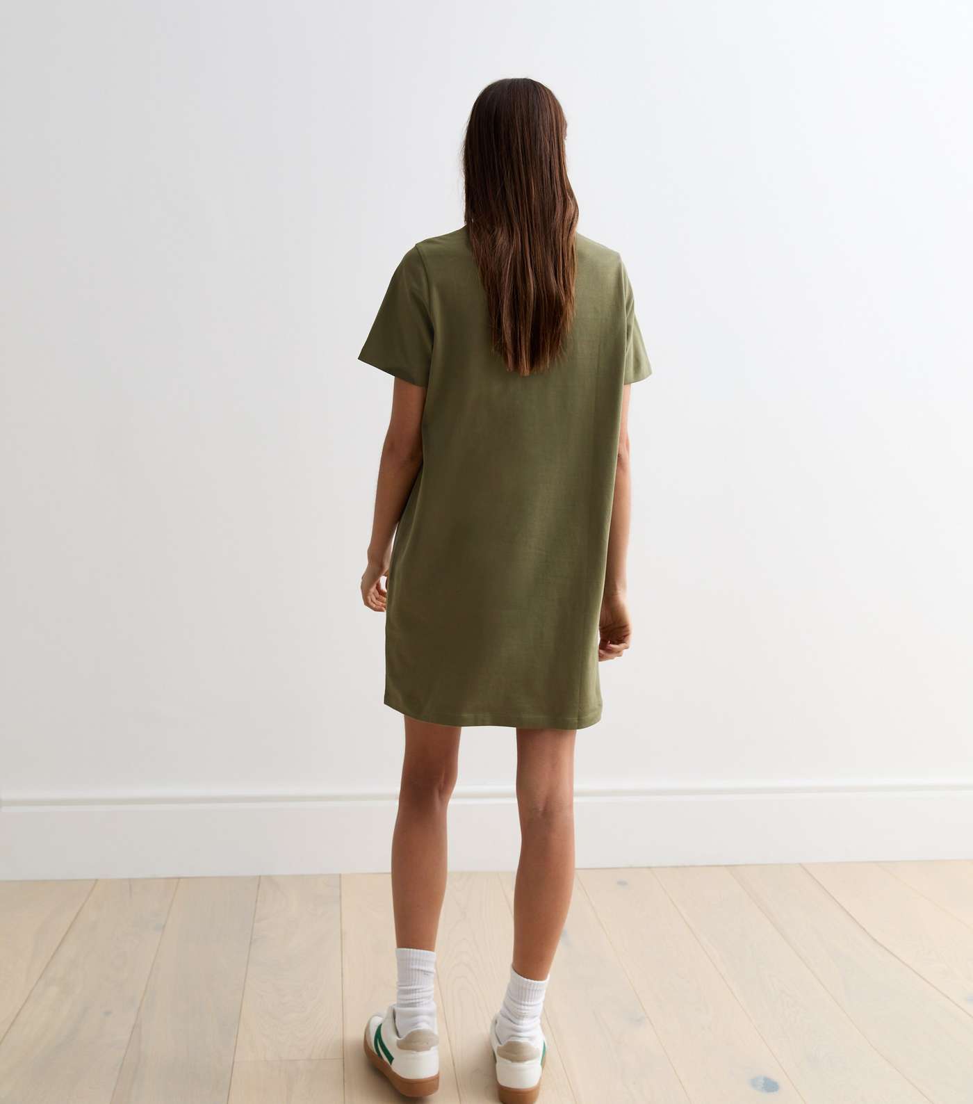 Khaki Cotton Mini T-Shirt Dress Image 4