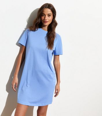 Pale Blue Cotton Mini T Shirt Dress New Look