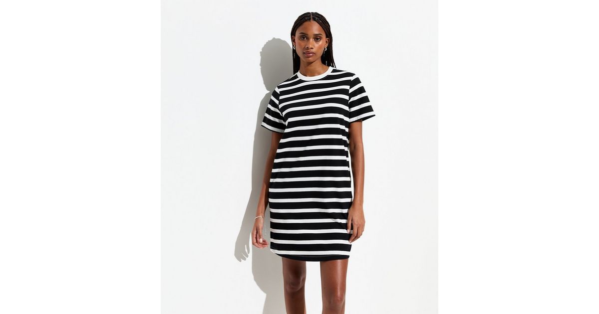 Black Striped Cotton Sleeveless Mini Dress main image 0