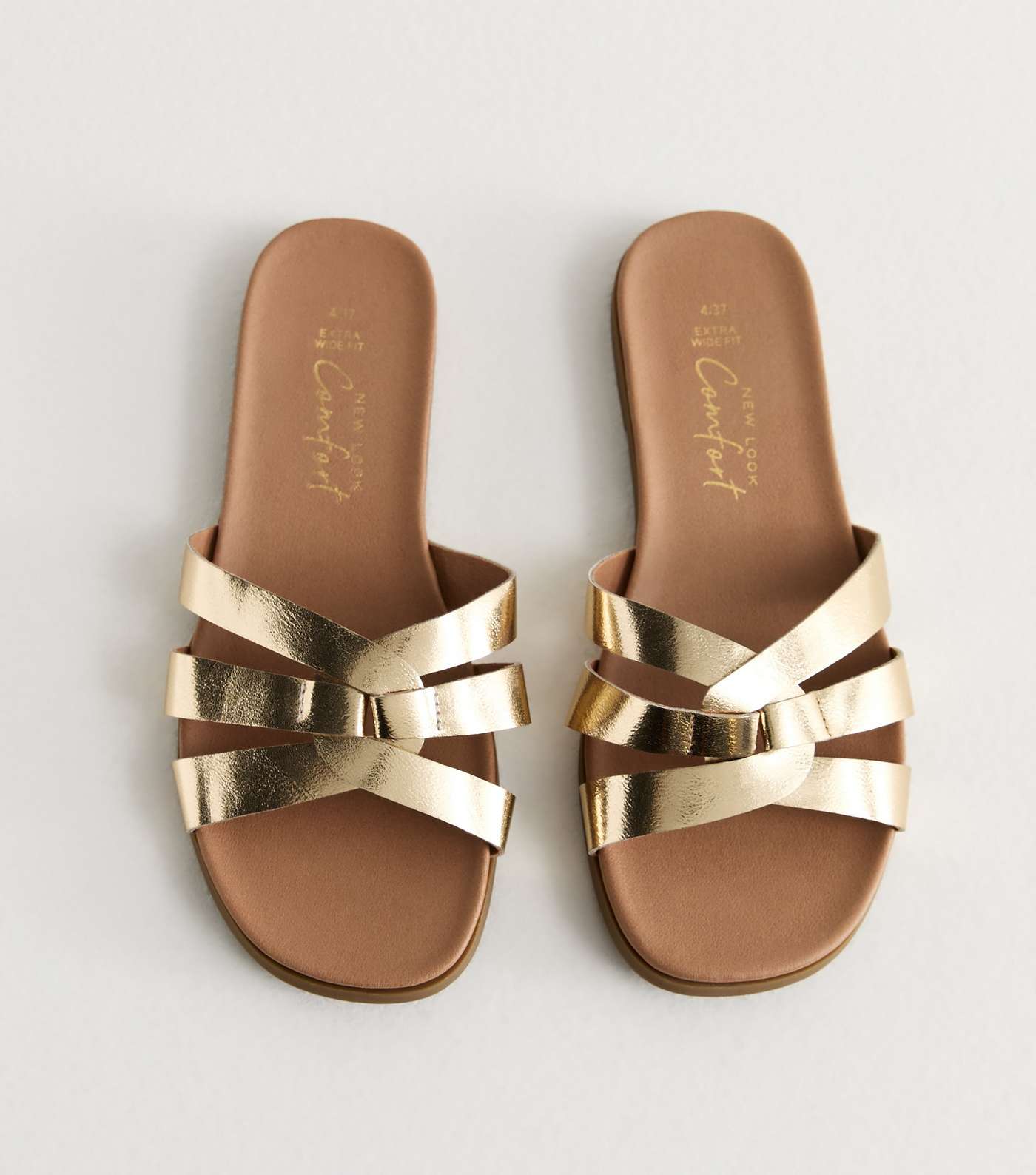 Extra Wide Fit Gold Mule Sliders Image 2