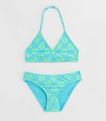 Girls Daisy Jacquard Triangle Bikini Set