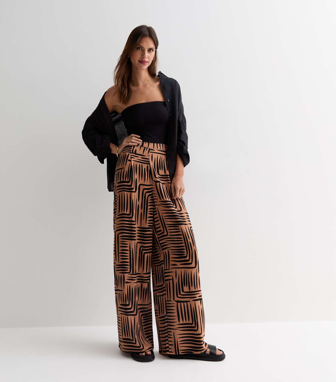 Brown Mark Making Wide Leg Trousers Image 3