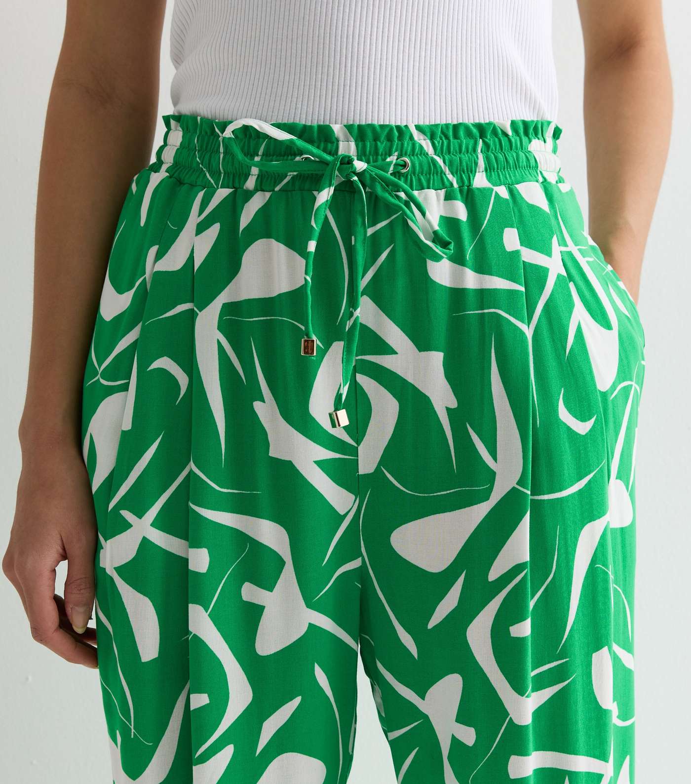 Green Abstract Print Cuffed Joggers Image 3