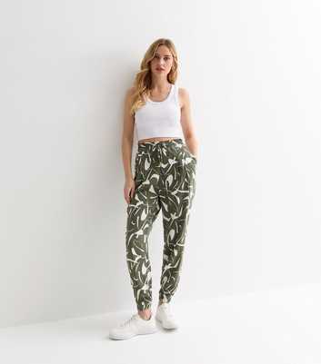 Green Abstract Print Cuffed Joggers