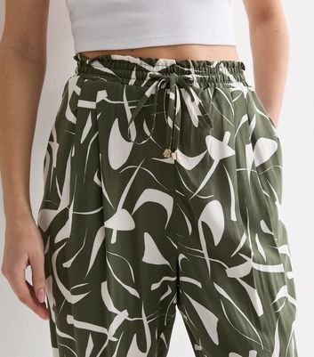 Green Abstract Print Cuffed Joggers New Look