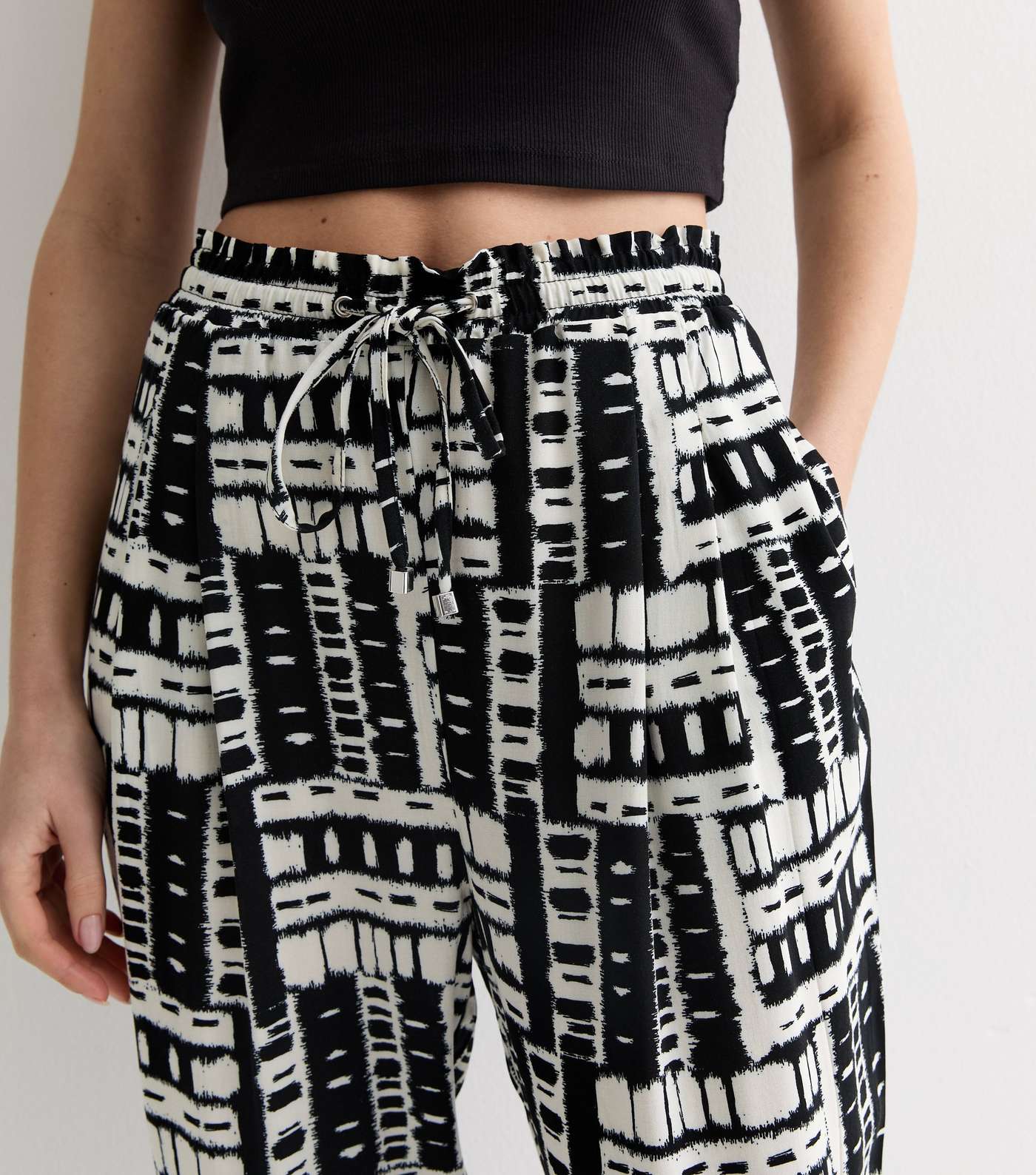 Black Abstract Print Jersey Cuffed Joggers Image 2