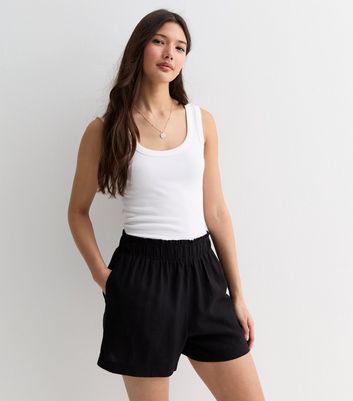 Black Linen Blend Shorts New Look