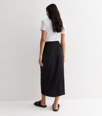 Black Sarong Midi Skirt New Look