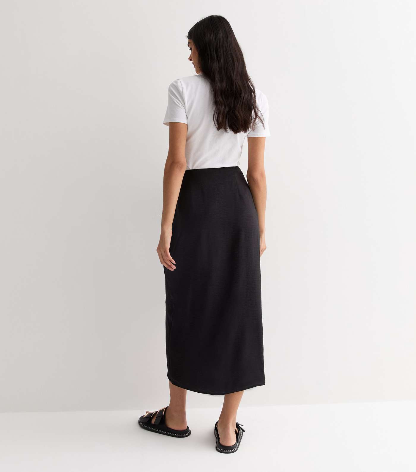 Black Sarong Midi Skirt Image 4