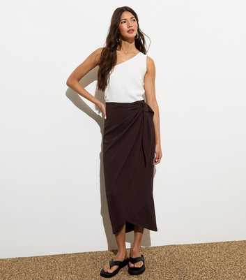 Brown Sarong Midi Skirt