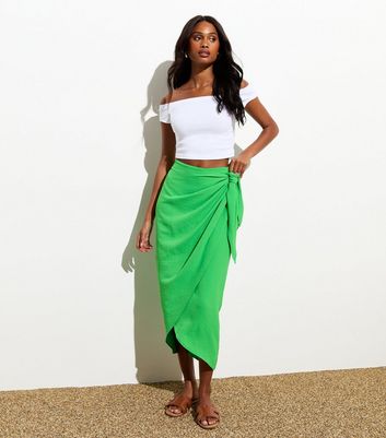 Green Sarong Midi Skirt New Look