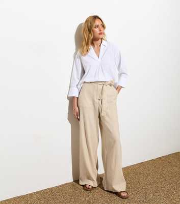 Stone Belted Wide Leg Pocket Trousers