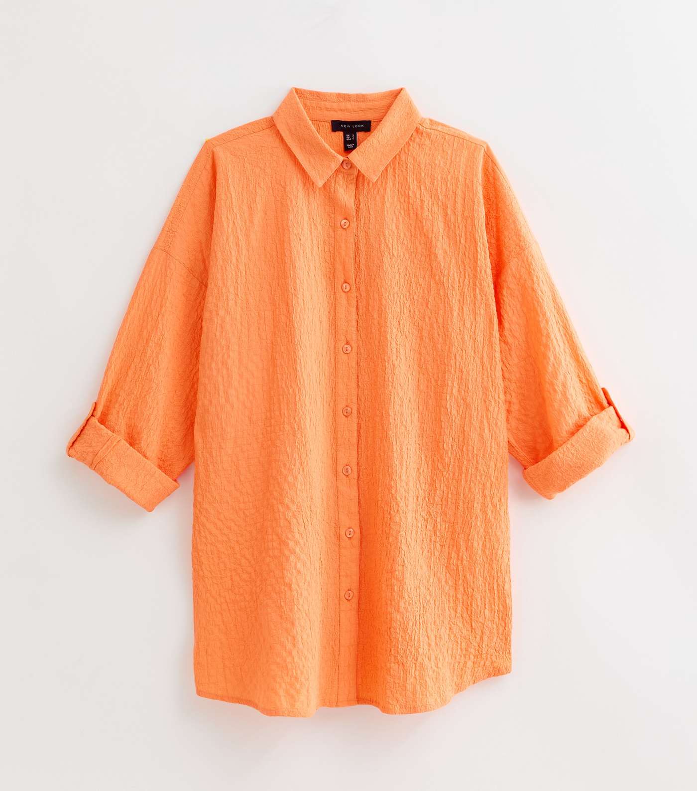 Bright Orange Textured Long Sleeve Beach Shirt Image 5