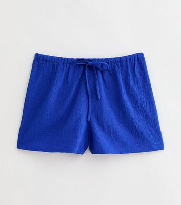 Blue Textured Beach Shorts New Look