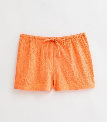 Bright Orange Textured Beach Shorts