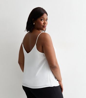 Curves White V Neck Cami Top New Look