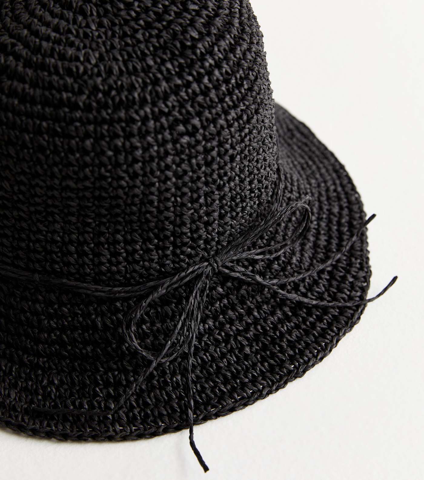 Black Straw Effect Packable Bucket Hat Image 3