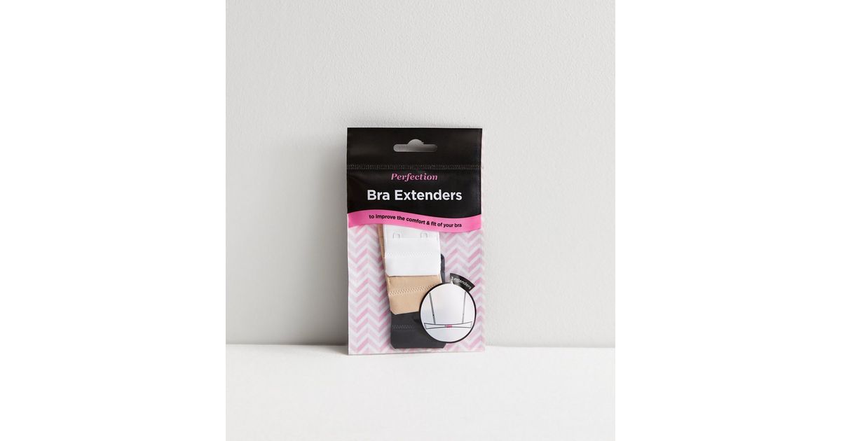 Perfection Beauty 3 Pack Black White and Tan Bra Extenders