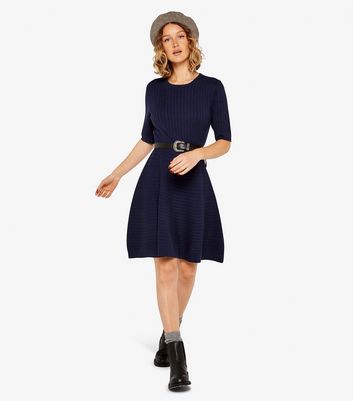 Navy blue skater dress best sale with sleeves