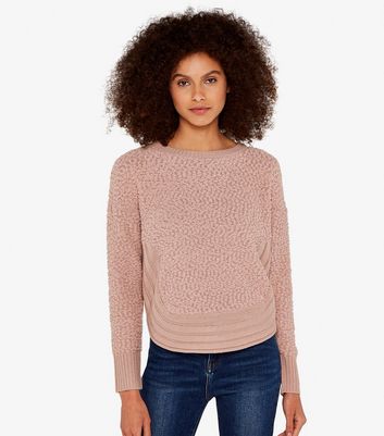 Apricot Pink Knit Scoop Hem Jumper New Look