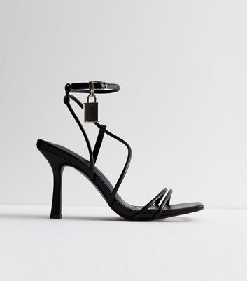 Public Desire Black Padlock Stiletto Sandals New Look