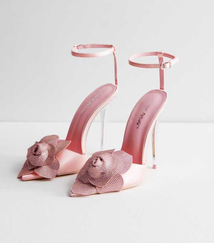 Public Desire Floral Diamanté Stiletto Heel Court Shoes