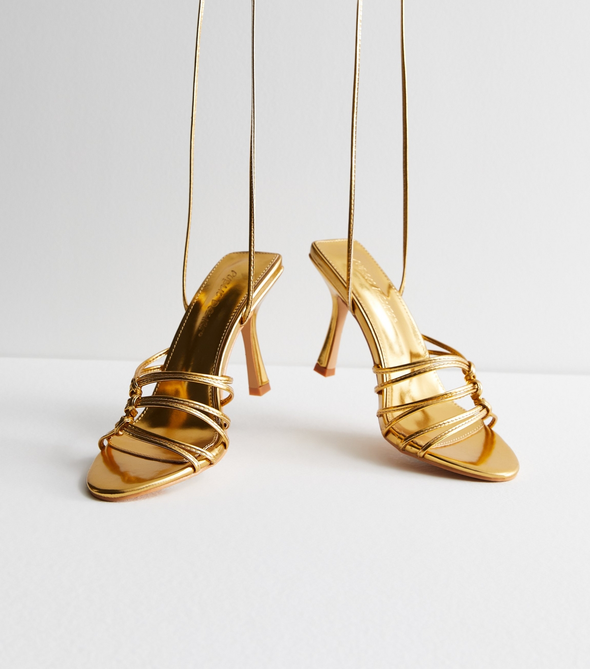 Women's Gold Strappy Heeled Sandals Public Desire New Look