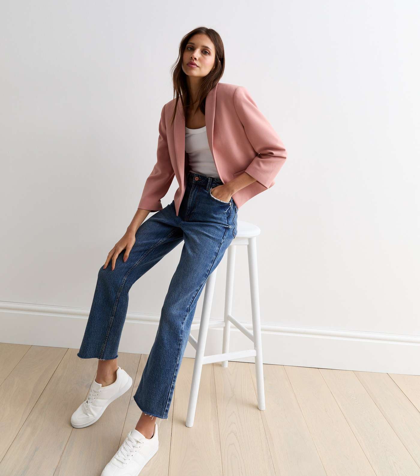 Pale Pink Long Sleeve Crop Blazer Image 3