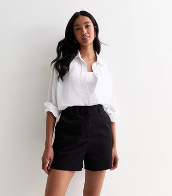 Black Cotton High Waist Tailored Shorts New Look