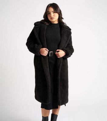 Urban Bliss Black Borg Long Coat New Look