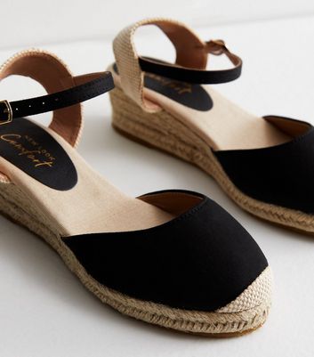 Black low shop wedge espadrilles