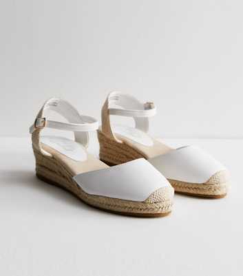 White Low Wedge Espadrille Sandals