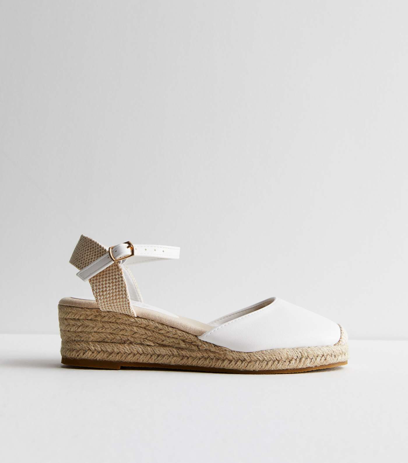 White Low Wedge Espadrille Sandals Image 3