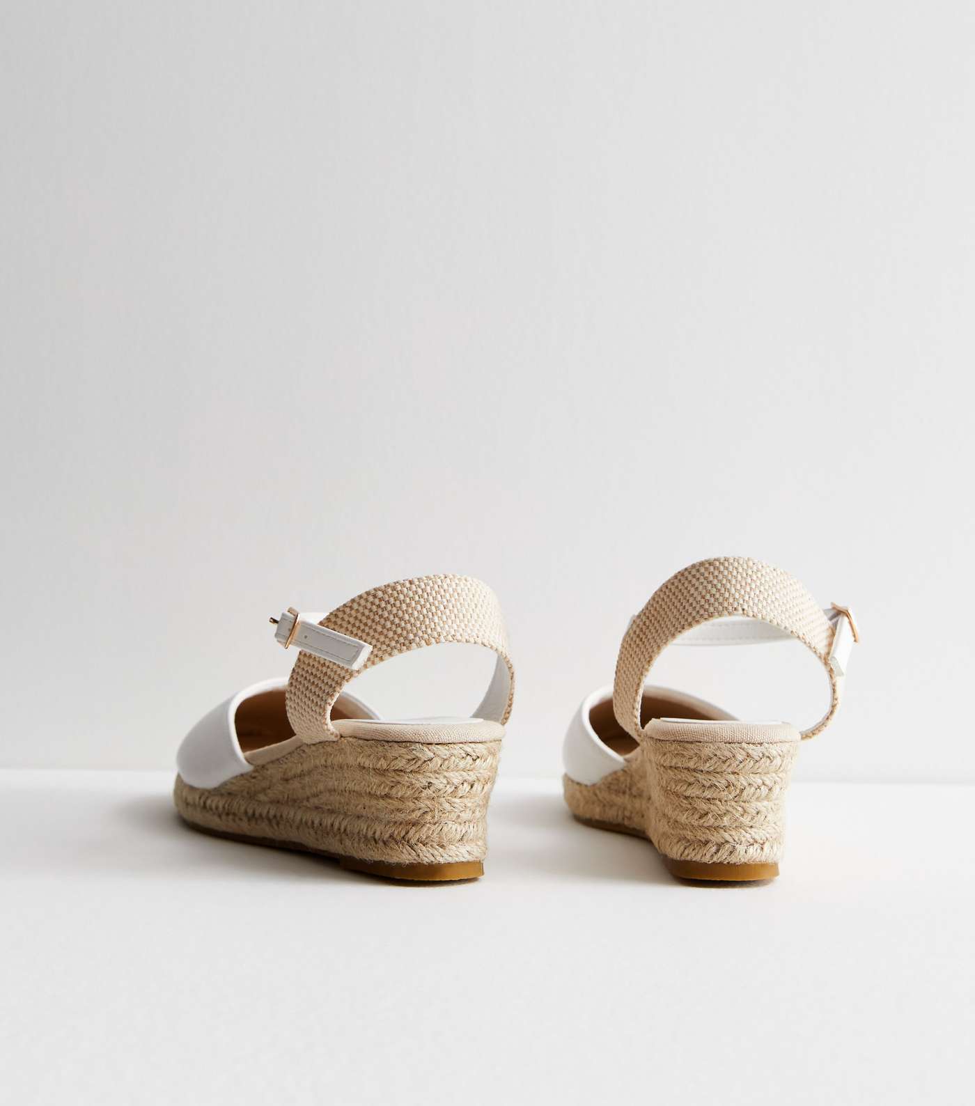 White Low Wedge Espadrille Sandals Image 5