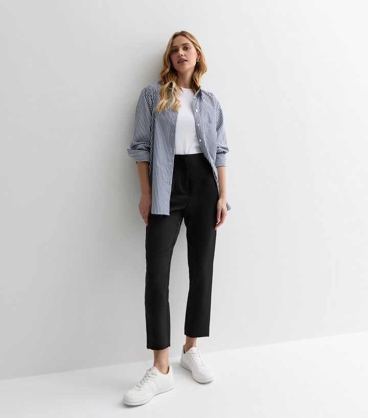 Black Dart Pleat Tapered Trousers