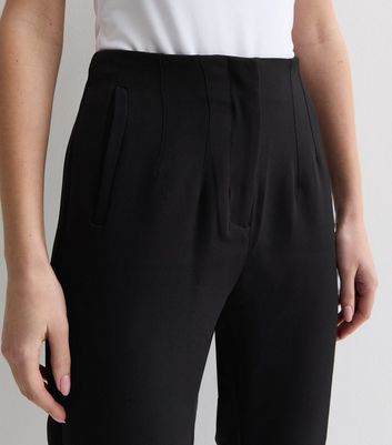 Black Dart Pleat Tapered Trousers New Look