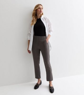 Grey Dart Pleat Tapered Trousers New Look