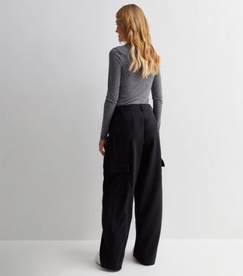 Black Wide Leg Cargo Trousers New Look