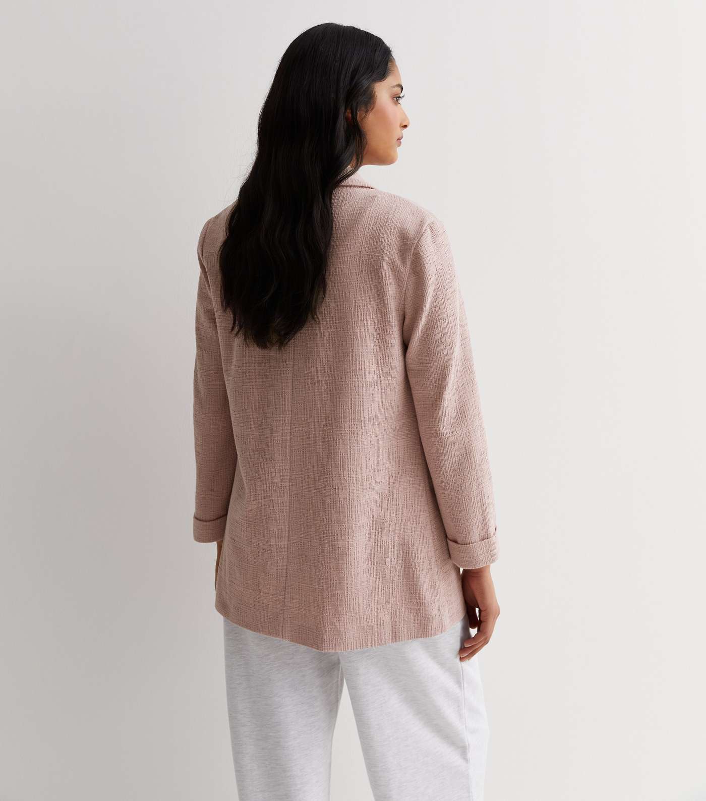 Pale Pink Textured Jersey Blazer Image 4