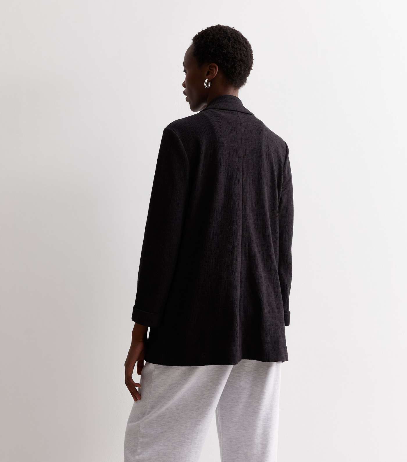 Tall Black Textured Jersey Blazer Image 4